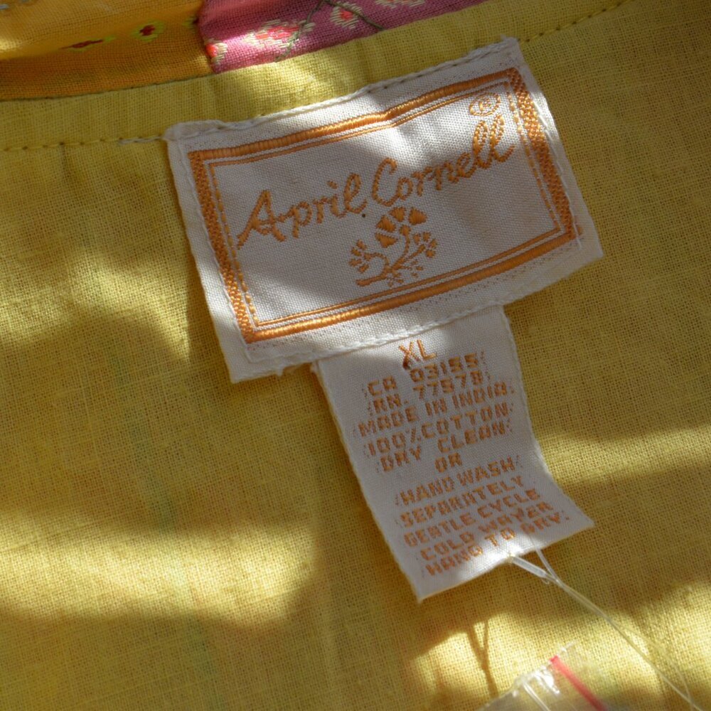 NWT April Cornell Vintage Deadstock Embroidered Patchwork Shirt Sz XL - Picture 4 of 10